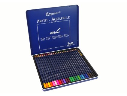 Sada 24 akvarelových ceruziek v kovovej nádobe