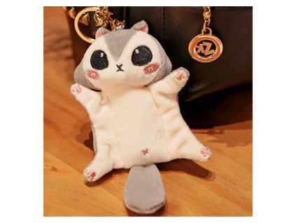 Plyšový maskot Cukrový klzák sivý prívesok na kľúče 10 cm
