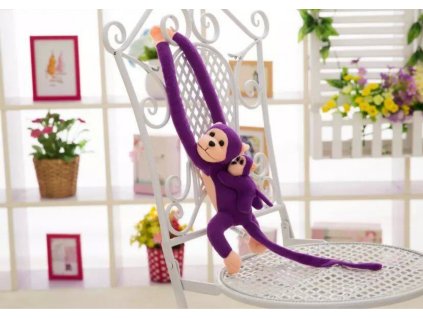 Plyšová opica s maskotom mláďaťom fialová 70 cm