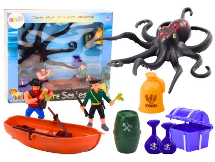 Sada figúrok s pirátskym člnom a chobotnicou