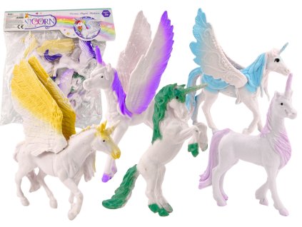 Sada figúrok Jednorožec Pegasus Biele magické krídla 6 ks.