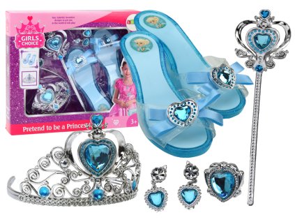 Sada doplnkov pre malú princeznú - Modré papučky s korunkou