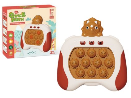 Senzorická hra Triceratops Pop It na batérie so svetlami a zvukmi, hnedá