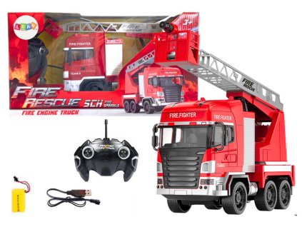 RC hasičské auto s výložníkom a rozprašovacími svetlami