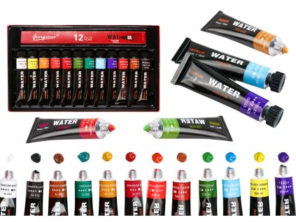 Sada akrylových farieb v tube, 12 farieb