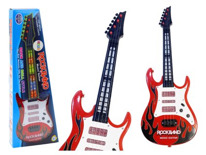 Elektrická gitara pre deti, svetelné melódie, červená