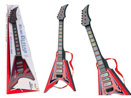 Elektrická gitara pre deti, svetelné melódie, červená