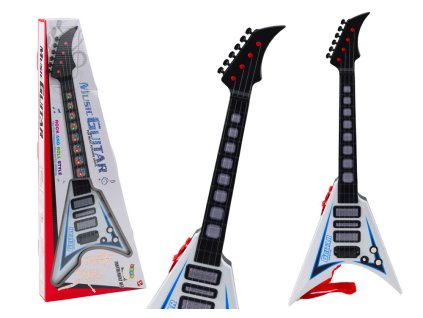 Elektrická gitara pre deti, svetelné melódie, biela