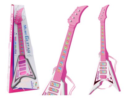 Elektrická gitara pre deti, svetelné melódie, ružová
