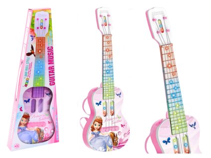 Elektrická gitara s princeznou pre deti, svetelné melódie, ružová