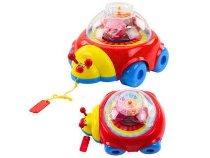 Hračka na odpaľovanie lienka s loptičkami a farebnými hodinami