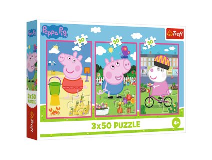 Puzzle - 3x50 - Sila priateľstva Prasiatko Peppa - Trefl 34877