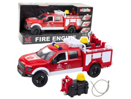 Hasičské auto Hasičské vodné svetlá Zvuky Biela Červená 1:12