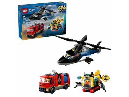 LEGO CITY 60462 Vrtuľník, hasičské auto a ponorka