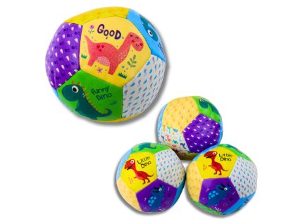 Sada farebných mäkkých loptičiek s dinosaurami 9 cm, 3 ks