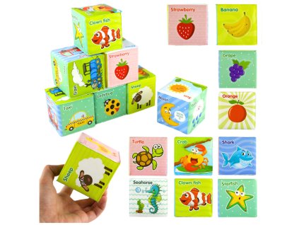 Vzdelávacie kocky Kocky Farebné písmená Zvieratá Učenie 8 ks.