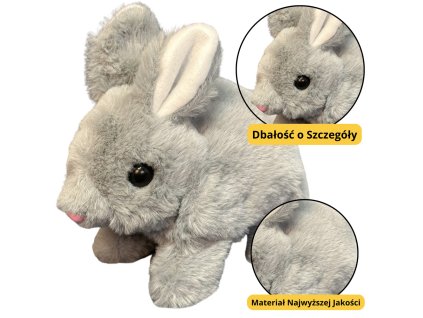 Plyšový maskot zajac králik sivý 18 cm