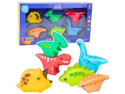 Sada farebných hračiek do kúpeľa s gumenými dinosaurami, 6 ks