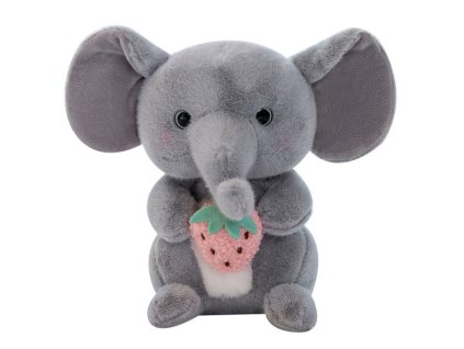 Plyšový slon s jahodovo sivou farbou 23 cm