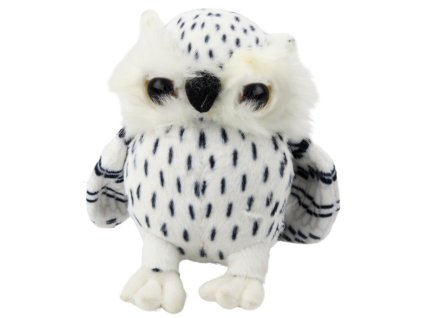 Plyšová hračka - maskot - sova malá, bielo-čierne bodkovaná, 15 cm
