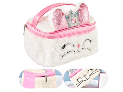 Plyšová detská kozmetická taštička Zajačik trblietavý biely 20 cm