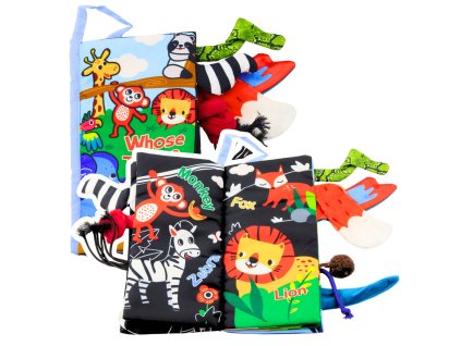 Mäkká vzdelávacia kniha Šuštiace zvieratká Chvostíky pre bábätká modrá