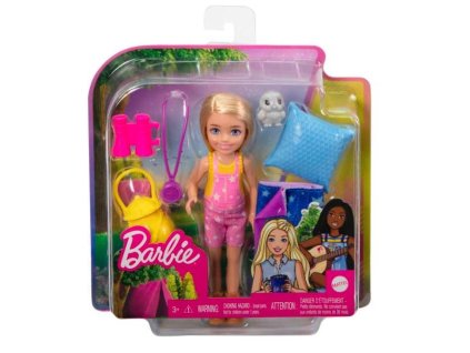 Kempingová sada Barbie bábika Chelsea + spací vak