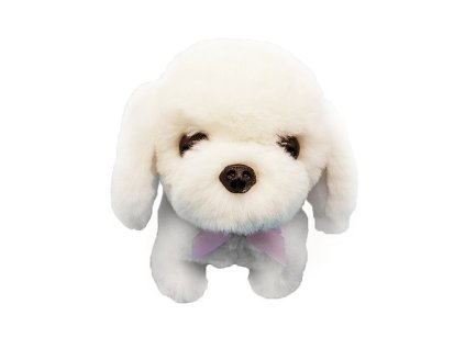 Interaktívny maskot pes prechádza a šteká