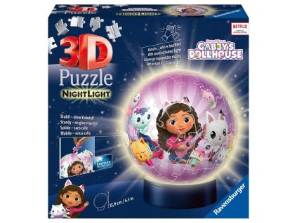 3D puzzle Svietiaca guľa Mačací domček Gabi