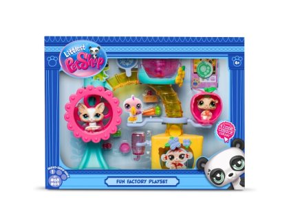 Zábavná továrenská sada Littlest Pet Shop s 2 figúrkami
