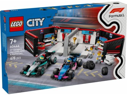 Garáž City Blocks 60444 F1 a pretekárske vozidlá Mercedes-AMG a Alpine