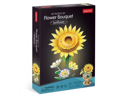 3D puzzle s kvetinovou kyticou - slnečnice