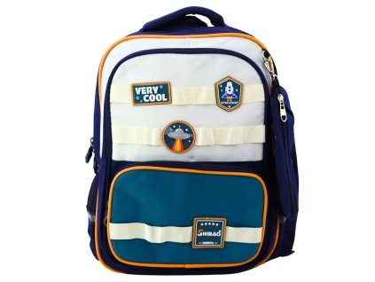 Školský batoh s peračníkom Space Patches námornícka modrá 16l