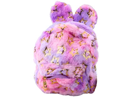 Plyšový batoh so zlatými hviezdnymi ušami pre deti, fialový a ružový