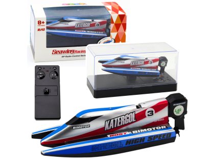 Diaľkovo ovládaný RC motorový čln modro-strieborný 14 cm