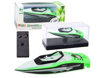 Diaľkovo ovládaný RC motorový čln biely a zelený 15 cm