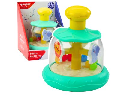 Kolotoč s otočnou kávou a loptičkami, zvieratkami, hrochom, levom, opicou, zelenou