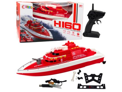 Diaľkovo ovládaný RC motorový čln 1:28 Rescue červený