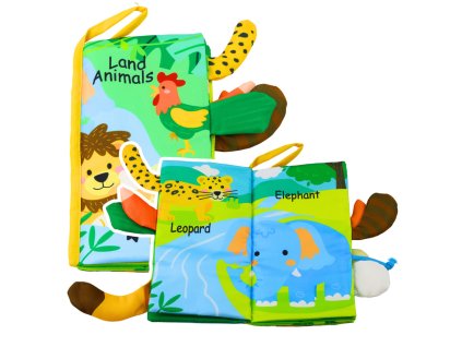 Mäkká vzdelávacia kniha Šuštiace zvieratká Chvostíky pre bábätká žltá