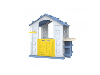 Detský záhradný domček s basketbalovým košom a umývadlom – modrý
