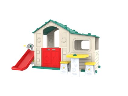 Detský záhradný domček 4v1 s zelenou strechou