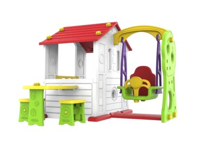 Záhradný domček s hojdačkou a sedením 3v1 - zelený