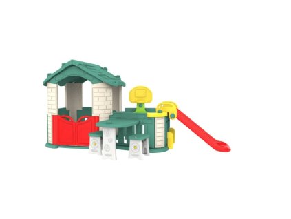 Záhradný domček so šmykľavkou 5v1 - zelený