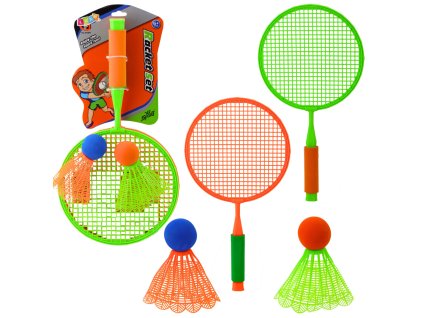 Sada bedmintonových rakiet: 2 rakety, 2 veľké košíky a loptička