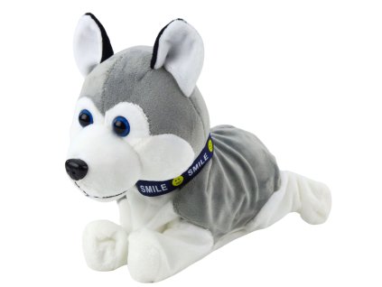 Interaktívny plyšový pes husky na batérie sa pohybuje a vydáva zvuky