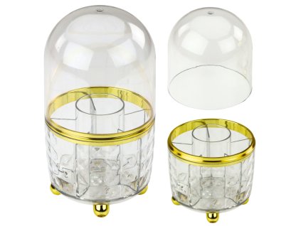 360° otočný organizér na štetce a kozmetiku s krytom, priehľadný