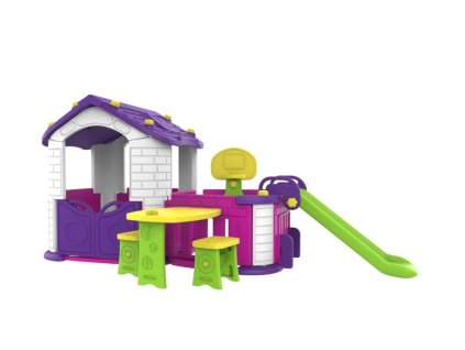 Záhradný domček s šmýkalkou 5v1 - fialový