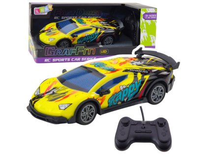 RC športové auto na diaľkové ovládanie s LED svetlami žlté 1:22
