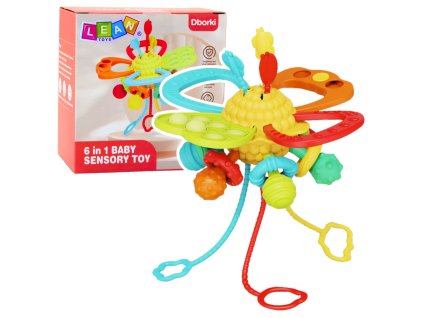 6-v-1 senzorická hryzátka s ťahacími šnúrkami, farebná Pop-It
