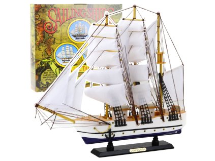 Zberateľský dekoratívny model plachetnice fregaty biela 49x43cm